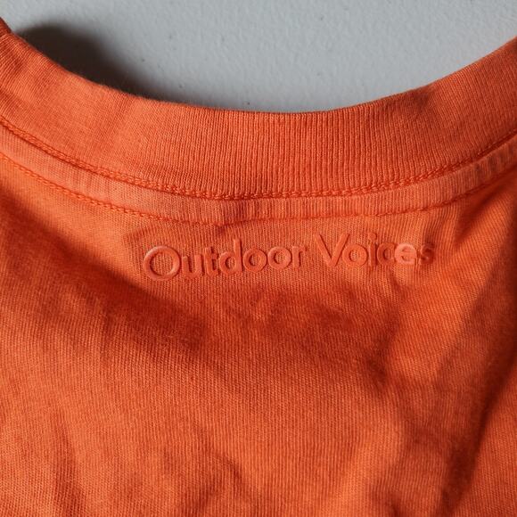 Outdoor Voices Shirt Womens Small Orange 100% Cotton Long Sleeve Crew Neck Tee - Picture 7 of 8